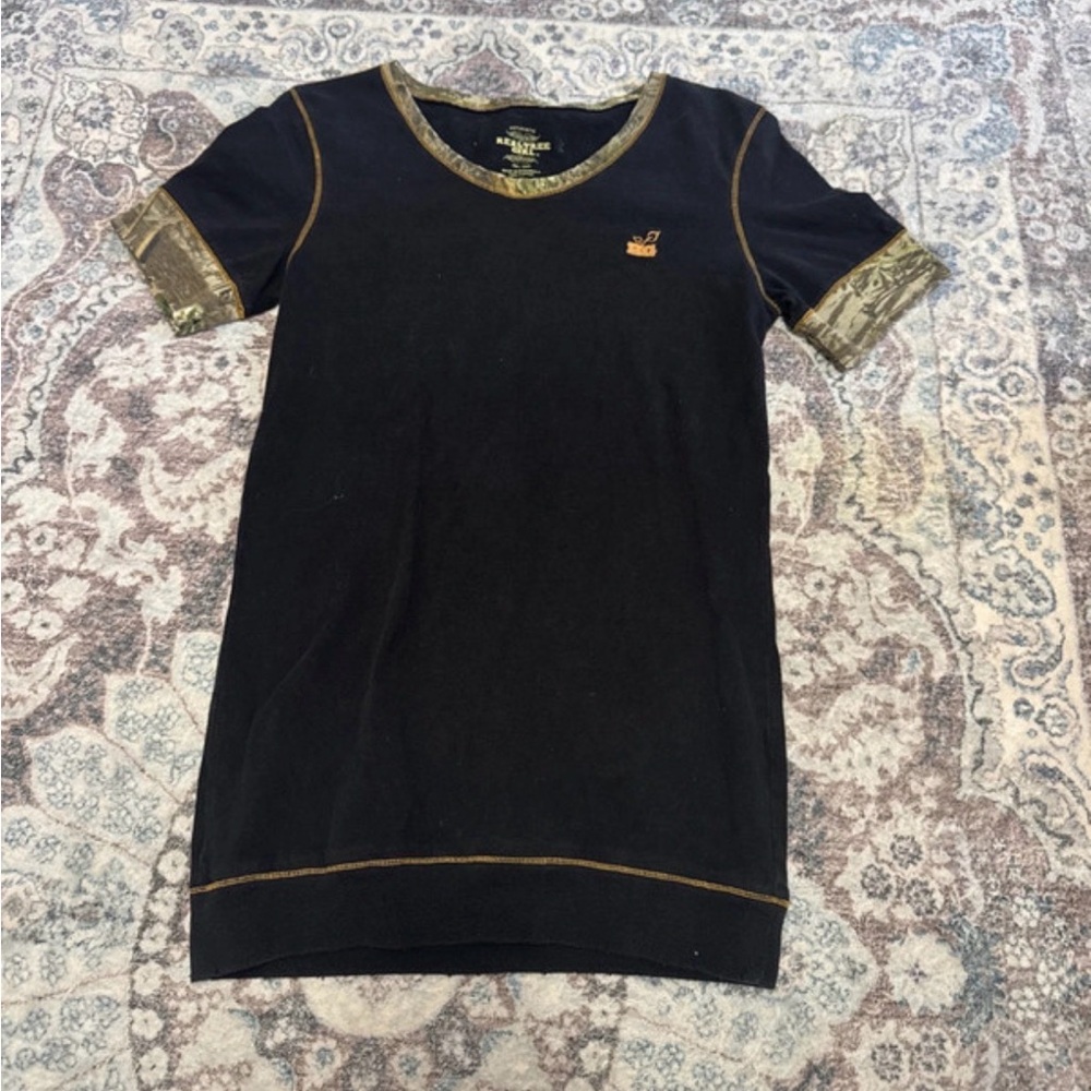 Vintage Y2K Realtree Girl Black and Gold Cotton Shirt L